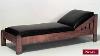 Antique American Mission Oak Chaise Lounge With Brown Leathe