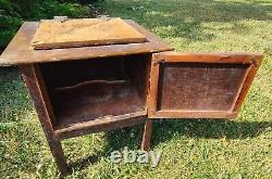 Antique American Mission Oak Commode, Bedside Wooden Toilet