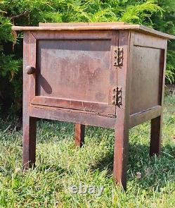 Antique American Mission Oak Commode, Bedside Wooden Toilet