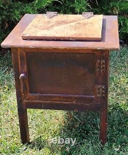 Antique American Mission Oak Commode, Bedside Wooden Toilet