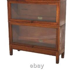 Antique Arts & Craft Mission Style Oak 4-Stack Barrister Bookcase C1910