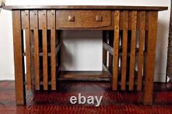 Antique Arts & Crafts Earlier Mission Oak Writing Desk Double Side Bookshelf