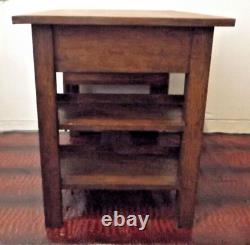 Antique Arts & Crafts Earlier Mission Oak Writing Desk Double Side Bookshelf