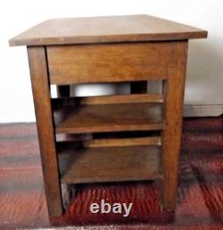 Antique Arts & Crafts Earlier Mission Oak Writing Desk Double Side Bookshelf