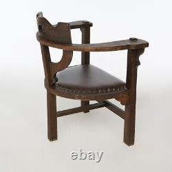 Antique Arts & Crafts Limbert School Cut Out Mission Oak Arm Chair Circa 1910