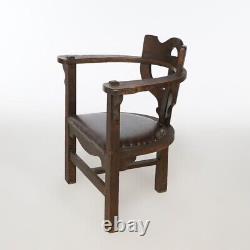 Antique Arts & Crafts Limbert School Cut Out Mission Oak Arm Chair Circa 1910