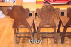 Antique Arts Crafts Mission Chairs Solid Oak Original Finish Set Of 4