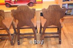 Antique Arts Crafts Mission Chairs Solid Oak Original Finish Set Of 4