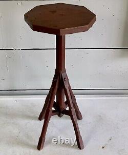 Antique Arts & Crafts Mission Handmade Oxblood Red Side Table