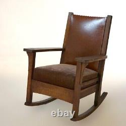 Antique Arts & Crafts Mission Jm Young Oak Rocker, Circa 1910