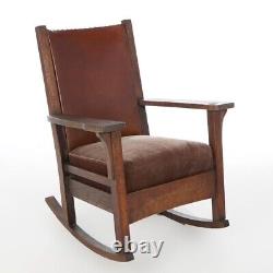 Antique Arts & Crafts Mission Jm Young Oak Rocker, Circa 1910