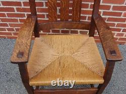 Antique Arts & Crafts / Mission Oak Arm Chair Stickley Limbert Roycroft Era