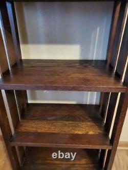 Antique Arts & Crafts Mission Oak Book Shelf 4 Tier