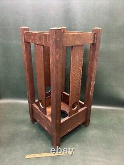 Antique Arts & Crafts Mission Oak Cane / Umbrella Stand Craftsman Stickley Era