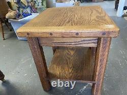 Antique Arts & Crafts Mission Oak Craftsman Lamp Or End Table