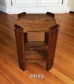 Antique Arts & Crafts Mission Oak Craftsman Two-Tier Plant Stand Side Table