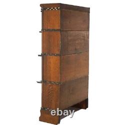 Antique Arts & Crafts Mission Oak Four Stack Barrister Bookcase Circa 1910