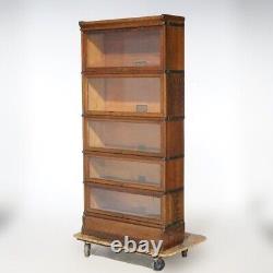 Antique Arts & Crafts Mission Oak Globe Wernicke Five Stack Barrister Bookcase
