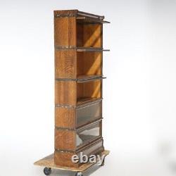 Antique Arts & Crafts Mission Oak Globe Wernicke Five Stack Barrister Bookcase