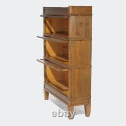 Antique Arts & Crafts Mission Oak Globe Wernicke Three Stack Barrister Bookcase