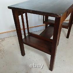Antique Arts & Crafts Mission Oak Library Table Office Desk Bourn-Hadley Co