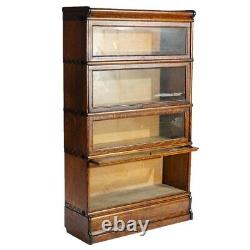 Antique Arts & Crafts Mission Oak Macey Four Stack Barrister Bookcase Circa 1910