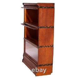 Antique Arts & Crafts Mission Oak Macey Three Stack Barrister Bookcase C1910