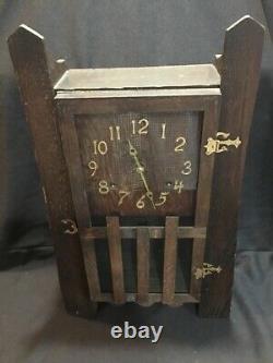 Antique Arts & Crafts Mission Oak Mantel Clock Stickley Era Sessions