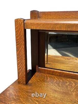 Antique Arts & Crafts Mission Oak Sideboard With Original Beveled Glass Gallery