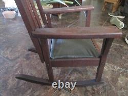 Antique Arts & Crafts Mission Oak Slat Back Childs Rocking Chair 1900-1910
