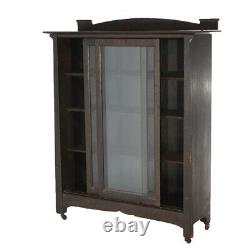 Antique Arts & Crafts Mission Oak Sliding Door Bookcase Circa 1910