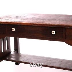 Antique Arts & Crafts Mission Oak Stickley School Library Table, C1910