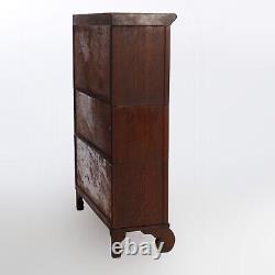 Antique Arts & Crafts Mission Oak Three-Stack Barrister Bookcase, C1910