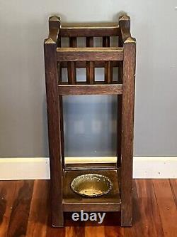 Antique Arts & Crafts Mission Oak Umbrella Stand, Cane Walking Stick Holder