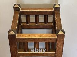 Antique Arts & Crafts Mission Oak Umbrella Stand, Cane Walking Stick Holder