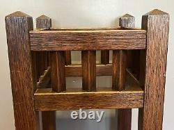 Antique Arts & Crafts Mission Oak Umbrella Stand, Cane Walking Stick Holder