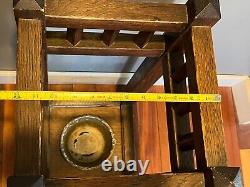 Antique Arts & Crafts Mission Oak Umbrella Stand, Cane Walking Stick Holder