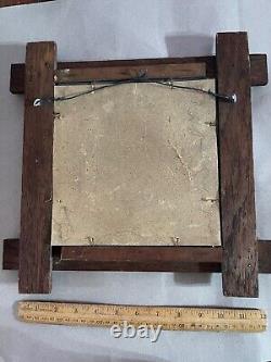 Antique Arts & Crafts Mission Small Wall Mirror Shaving Vintage Oak Wood
