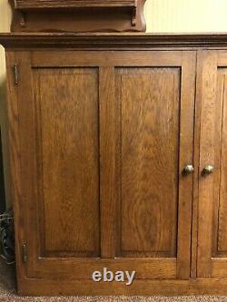 Antique Arts & Crafts Mission Style Quarter Sawn Oak Raised Panel Cubby Cabinet