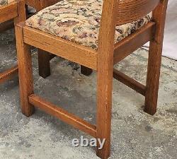 Antique Arts & Crafts Mission Tiger Oak Set of 6 Dining Chairs Restored