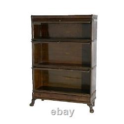 Antique Arts & Crafts Missions Oak Macey Three Stack Barrister Bookcase c1910