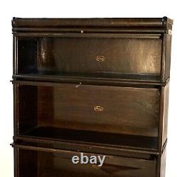 Antique Arts & Crafts Missions Oak Macey Three Stack Barrister Bookcase c1910