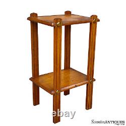 Antique Arts & Crafts Oak Bookshelf Plant Stand Occasional Table