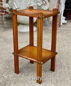 Antique Arts & Crafts Oak Bookshelf Plant Stand Occasional Table