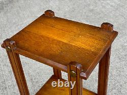 Antique Arts & Crafts Oak Bookshelf Plant Stand Occasional Table