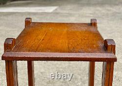 Antique Arts & Crafts Oak Bookshelf Plant Stand Occasional Table