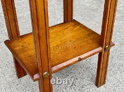 Antique Arts & Crafts Oak Bookshelf Plant Stand Occasional Table