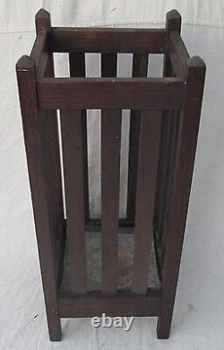 Antique Arts & Crafts Period Mission Oak Craftsman Umbrella Stand / Hall Stand