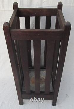 Antique Arts & Crafts Period Mission Oak Craftsman Umbrella Stand / Hall Stand