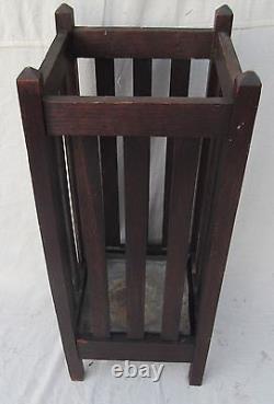 Antique Arts & Crafts Period Mission Oak Craftsman Umbrella Stand / Hall Stand